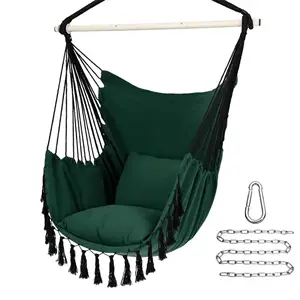 Patio 2-Sitzer Hochwertige schwarze Beschichtung Metall Garten, Möbel im Freien hängende Schaukel stühle mit Kissen/
