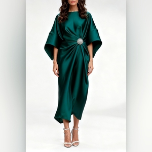 Robes en satin élégantes pour femmes, décorées de fleurs en perles, tendance - Product Image 3