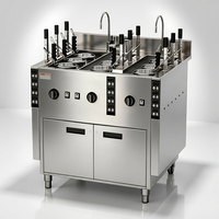 Cuiseur à pâtes à gaz en acier inoxydable 9 trous double combustible avec panier de 14 cm, contrôle intelligent de la chauffe, levage automatique, cuisson instantanée des pâtes