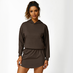 Nuova gonna <span class=keywords><strong>con</strong></span> fondo per telefono <span class=keywords><strong>con</strong></span> tasche laterali maniche per Yoga felpe <span class=keywords><strong>con</strong></span> cappuccio Top Jogger grandi tasche fasce elastiche anteriori - Product Image 4