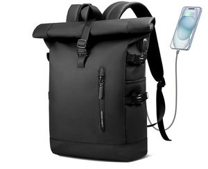 Rolltop <b>Backpack</b> 15.6 Inch Waterproof <b>Laptop</b> <b>Backpack</b> with USB Charging Port Expandable 18-27L Travel <b>Backpack</b> for Men Women - Product Image 1