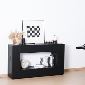 Mobiletto Contenitore Minimalista in <span class=keywords><strong>Legno</strong></span> <span class=keywords><strong>Massello</strong></span> Carbonizzato Nero con Anta a Lastra, Stile Silenzioso, per Ingresso <span class=keywords><strong>Soggiorno</strong></span>, Garanzia 1 Anno, Ideale per Hotel - Product Image 6