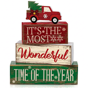 Decoraciones Navideñas de Madera para Mesa, Letreros Rústicos en Capas, Camión de Papá Noel de Jengibre, Adornos Festivos para Escritorio, Decoración del Hogar - Product Image 6