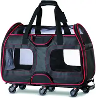 Transportador de mascotas con ruedas extraíbles, bolsa de transporte para perros y gatos pequeños, de lado suave, aprobado por la línea aérea, muestra gratis