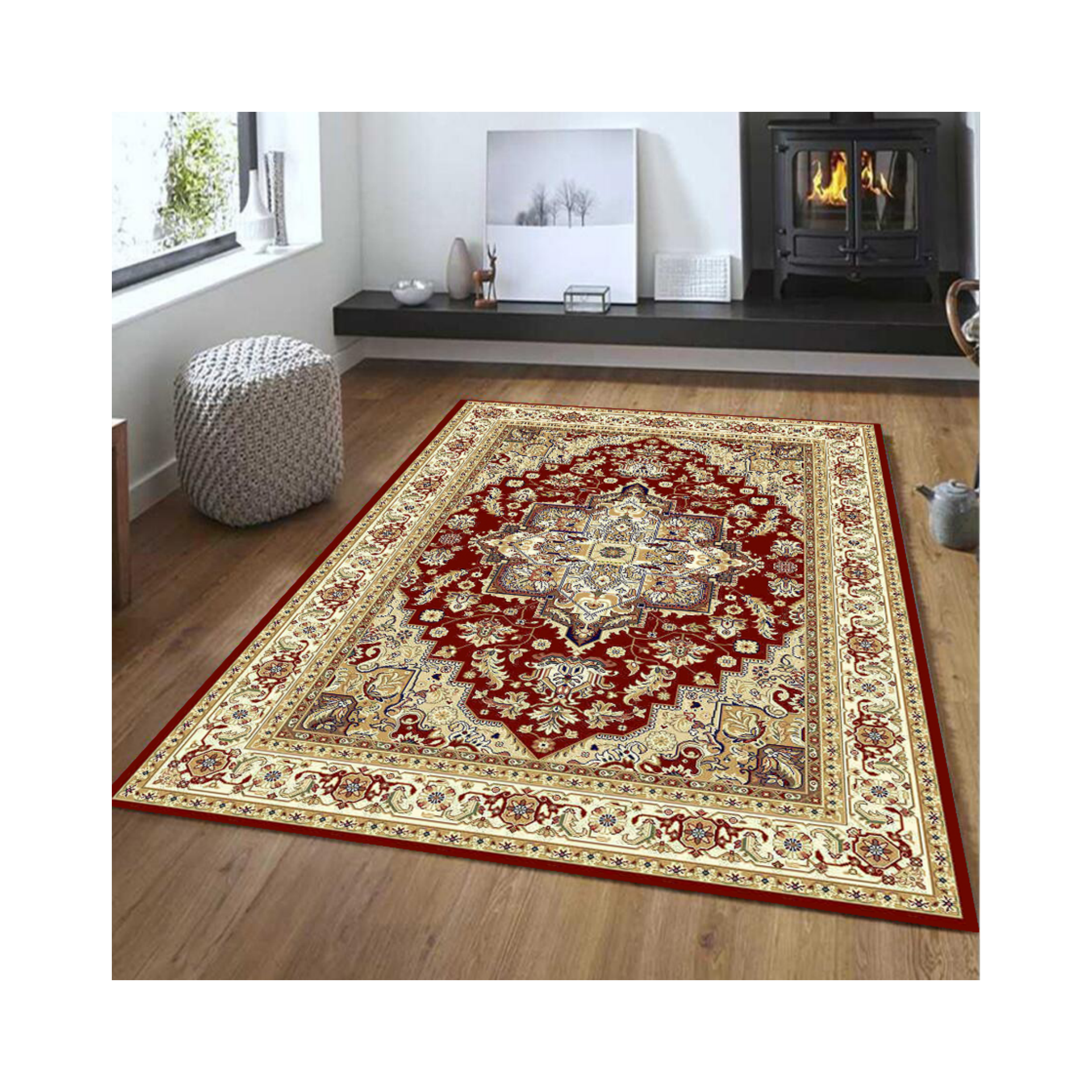 Iranian Carpet 3D Printed Modern Design Low Pile