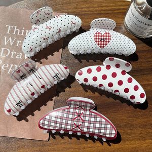 New Plastic Unisex Hair <b>Clips</b> with Popular Printing Design High-End European and American Style 10.5cm Bowknot Daily Use - Product Image 1