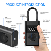 Compresseur d'Air Portable sans Fil Nexest 12V avec Affichage, Gonfleur Électrique Mini pour Pneus de Voitures et Vélos