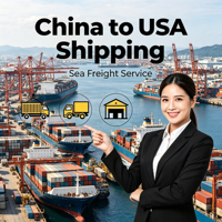 Transport maritime porte-à-porte DDP de Chine vers les États-Unis pour la livraison aux entrepôts Amazon FBA avec un transit de 4 à 8 jours et une assurance à 0,30 %