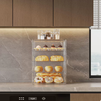 Étagère de présentation en acrylique transparent multicouche avec porte magnétique, étagère de rangement alimentaire de table pour biscuits, pain, gâteaux, boîte de présentation de boulangerie