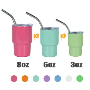 2024 Neues Modell lasergravur 3oz 6oz 8oz mini s.s. 18/8 edelstahl schnapsglas trinkbecher mit Strohhalm