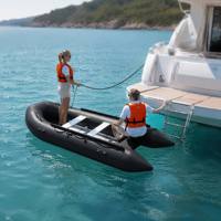 Bateau pneumatique rouge de 3,3 m, robuste, pliable, en PVC, avec plancher en alliage d'aluminium