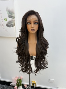 JZW lungo corpo ondulato marrone parrucche per le donne nere futuro capelli capelli resistenti al calore 13x6 in pizzo sintetico parrucche anteriori - Product Image 3