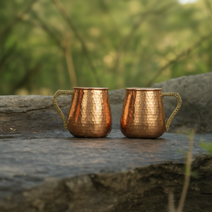 Premium Hammered Copper Tumbler <b>Set</b> | 250ml Pure Copper Tumblers (2 Pieces) - Product Image 2