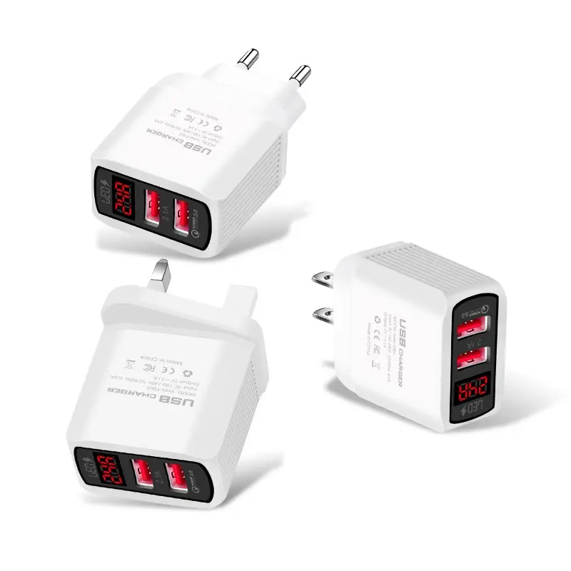 5V2.4A multi port USB charger Smart digital display current voltage charging head is suitable for mobile phone adapter