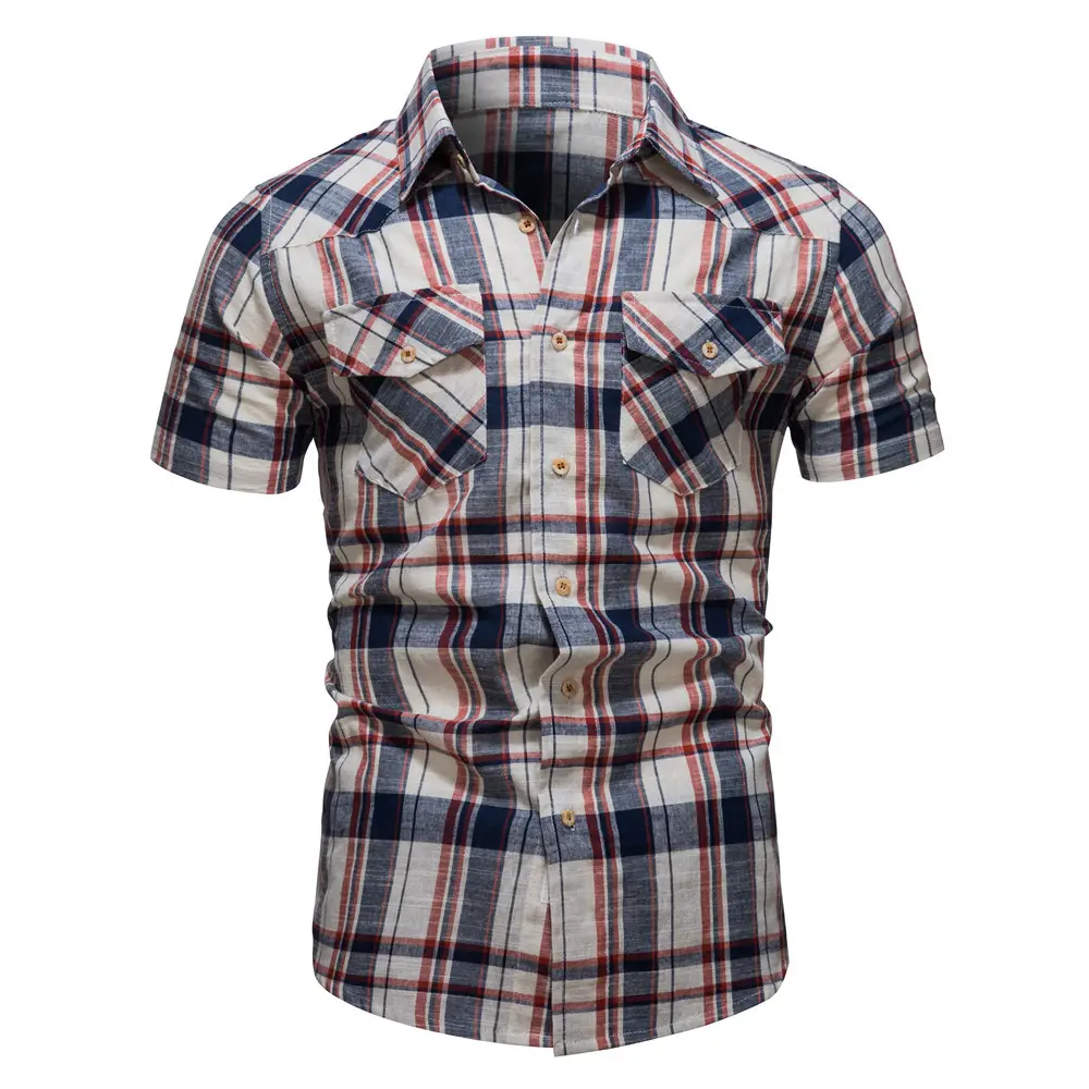 OEM/ODM fashion high quality men shirts short shirts plaid