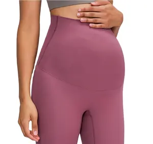 Brushed Telanjang Legging Spandex Tinggi Pinggang Bersalin Pakaian Yoga Celana Hamil Melindungi Seluruh Pinggang Seksi Wanita Memakai