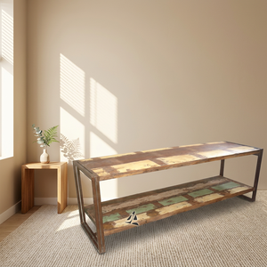 Bancs d'école et de collège en bois de style industriel vintage, bancs de jardin et de parc pour l'extérieur, meubles pour ferme, maison, hôtel - Product Image 3