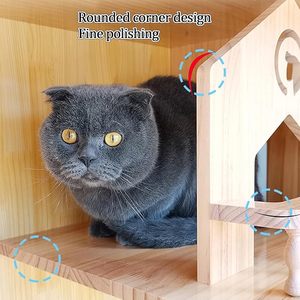 Sıcak Fırsat Lüks Büyük Kapalı Evcil Hayvan Kafesi Nefes Alabilen Kedi Villası Yuva Yatak Düz Desenli Sergi Kedisi Vitrini Kedi Evi - Product Image 4
