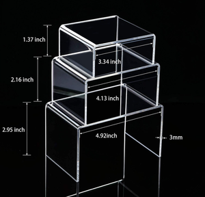 Rak <span class=keywords><strong>Display</strong></span> Akrilik Transparan Modern Tebal 3mm Bentuk U Portabel untuk Koleksi Perhiasan, Makanan Penutup, dan Barang Kecil untuk Meja - Product Image 4