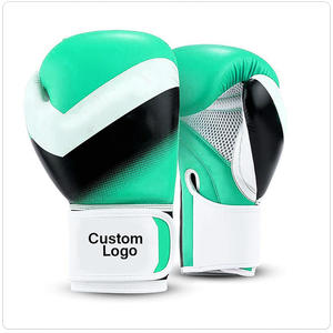 Gants de boxe professionnels en cuir, logo personnalisé, gants de boxe en cuir PU pour adultes, entraînement, respirants, fermeture velcro, bleu noir - Product Image 5