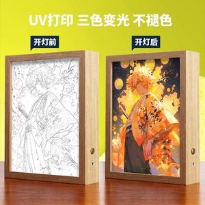 Nouvelle Lampe de Nuit LED Anime Demon à Trois Couleurs Lumineuses, Alimentée par Énergie Solaire, Étanchéité IP55, en Bois, avec Télécommande et Interrupteur Tactile 10W - Product Image 5
