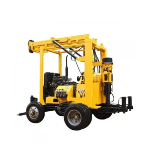 Portable Bore Hole Crawler Wheel Type Diesel Engine Hydraulic Rotary Water Well Drilling Rig Machine