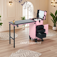 Pro Salon Nail Table Manucure avec bluetooth Design Pliable Salon De Beauté Nail Desk Table De Manucure Bagages Mobiles Nail Table
