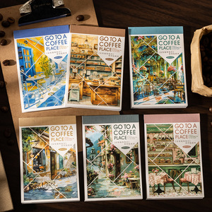 30 fogli Per confezione di <span class=keywords><strong>libro</strong></span> adesivo a schermo Modulare a doppio materiale che va a un tema di caffè retrò della serie di caffè - Product Image 1