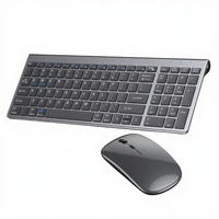 Kit Clavier et Souris Sans Fil Ultra-Mince 2,4 GHz avec Rétroéclairage LED 78 Touches Rechargeable en Stock pour Bureau, Maison, Gaming et Voyage