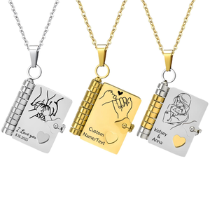 Collana con Ciondolo a Forma di <span class=keywords><strong>Libro</strong></span> Personalizzabile XF Jewelry, in Acciaio Inox Placcato Oro per il Giorno del Ringraziamento e San Valentino - Product Image 2
