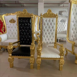 Chaises de trône dorées <span class=keywords><strong>à</strong></span> dossier haut pour roi et reine, chaises de mariage royales de luxe moins chères pour le marié et <span class=keywords><strong>la</strong></span> mariée - Product Image 5