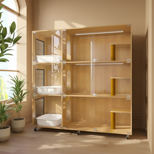 Casa y Jaula de Madera de Lujo para Varios Gatos, Perfecta como Condominio, Villa, Catio, Caseta para Mascotas y Solución de Recinto para Animales - Product Image 3