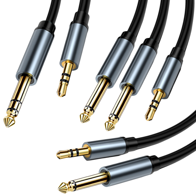 Jack 3.5mm to Double 6.5mm Audio Cable Dual 6.35mm Male Aux TRS Cable Cord for iPod Speaker Stereo 3.5 to 6.5 Mono Audio Cable