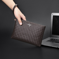 Dompet Kulit Pria Kapasitas Besar, Tas Selempang Bisnis Modis, Tas Tangan Desainer Vintage dengan Lapisan Poliester dan PU Tahan Air