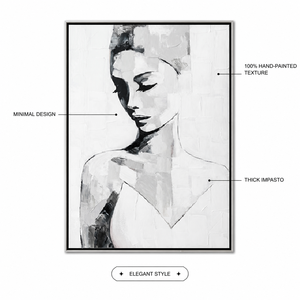 Dipinto a Olio di Alta Qualità 100% Fatto a Mano, Ritratto in <span class=keywords><strong>Bianco</strong></span> <span class=keywords><strong>e</strong></span> <span class=keywords><strong>Nero</strong></span> per Donna, Arte da Parete Incorniciata per Soggiorno, Ingresso, Decorazione d'Interni - Product Image 4
