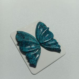 งานฝีมือรูปผีเสื้อแกะสลักสีเทอร์ควอยซ์ขนาด34มม. - Product Image 2