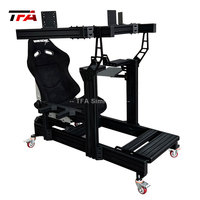 de conducción de coche con soporte de monitor único, kit de simulación de carreras de extrusión de aluminio negro, 4080