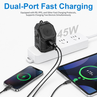 Cargador de Pared GaN de 45W con Doble Puerto USB C PD de Carga Rápida, Enchufe Estadounidense, Cable de Carga Inalámbrica Tipo C con Cordón, Venta al Por Mayor OEM