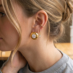 <b>Stud</b> Earrings Ball Shape Round Zircon Claw Setting <b>Titanium</b> Steel Everyday Wear - Product Image 2