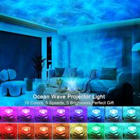 Projecteur d'ondes océaniques, lumière à 3 couleurs, lampe de douche RGB à 16 couleurs avec télécommande, veilleuse à projection d'ondulations d'eau 3D