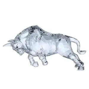 Acrylic Luminous Bull Sculpture Decoration Folk Art Plastic Bull Statue Home Decoration Theme Acrylic Bull Statue Gift