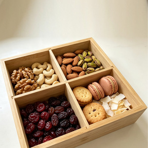 Wooden dried fruit plate, fruit <b>snack</b> plate, living room dessert <b>tray</b>, compartmentalized plate, candy, nut, and melon seed - Product Image 2