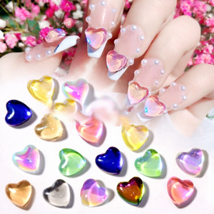 Paso Sico 5 unids/bolsa Mocha Candy efectos 3D Nail Art diamantes <span class=keywords><strong>de</strong></span> imitación 8*8mm corazón Flatback cristal diamante taladro DIY manicura - Product Image 1