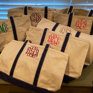 White Beach Shopping Einkaufstaschen mit individuell bedruckten Logo Pocket Zipper Cotton Canvas Tragetaschen für Frauen - Product Image 3