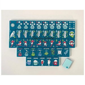 Kit de Mahjong Américain Personnalisé Thème Ski, Tuiles de Mahjong Flocon de Neige et Motif Skieur pour Cabane d'Hiver et <span class=keywords><strong>Jeux</strong></span> de Réunion de Noël - Product Image 4