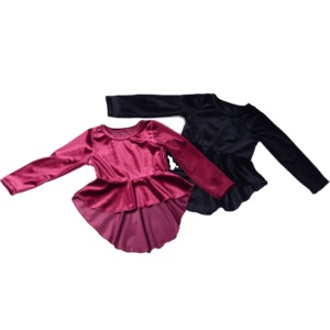 Wholesale Ruffle Shirts for Baby Girls Beautiful Velvet High-Low Peplum Tank <b>Top</b> - Product Image 1
