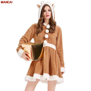 Costume de noël femmes <span class=keywords><strong>renne</strong></span> marron mode robe uniforme femmes cerf à capuche mignon tenues Cosplay Costumes - Product Image 1