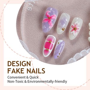 ZHI JIA En gros Capsules d'<span class=keywords><strong>ongles</strong></span> de luxe en résine ABS et époxy 3D, 30 pièces, motif floral et colonne en acier, couleur fraîche, prêtes à poser - Product Image 3