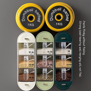 <b>Kitchen</b> 5-Compartment Durable Eco-Friendly PP+PS <b>Plastic</b> Seasoning Storage Boxes Set Wall-Mounted Spice Organizer 3 Color - Product Image 3