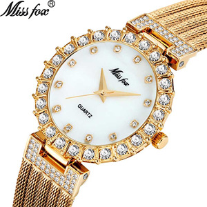 Bracelet en cuivre serti de diamants, exquis et tendance, montre à quartz pour femmes, étanche, best-seller - Product Image 3